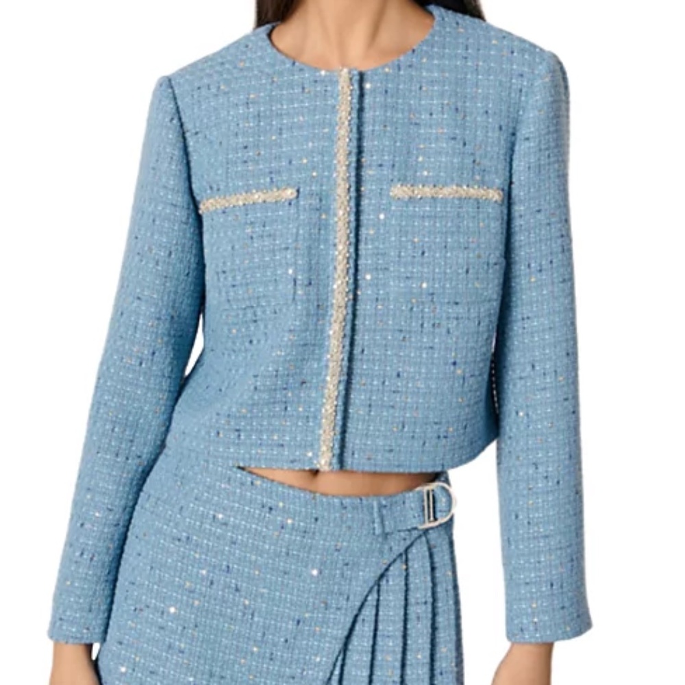 Vilya Short Sequin Embellished Tweed Jacket
